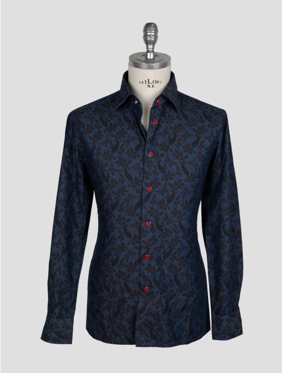 Kiton Blue Cotton Shirt 1