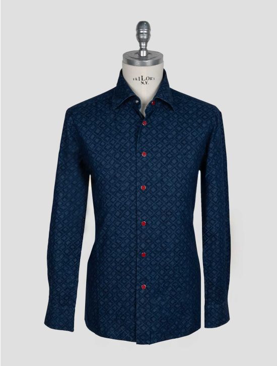 Kiton Blue Cotton Shirt 1