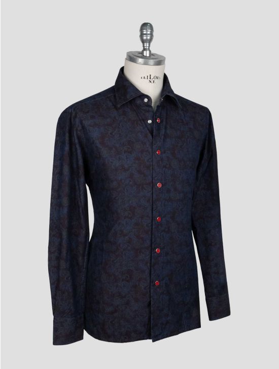 Kiton Blue Burgundy Cotton Shirt 2
