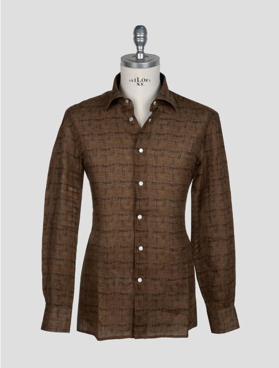 Kiton Brown Linen Shirt 1