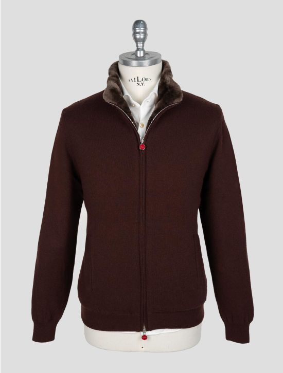 Kiton Burgundy Cashmere Sheepskin fur Coat 1