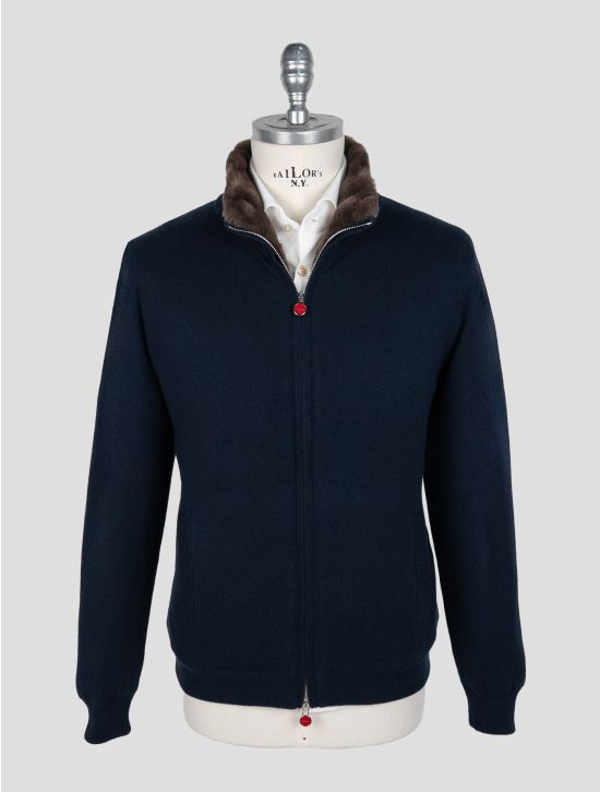 Kiton Blue Cashmere Sheepskin fur Coat 1