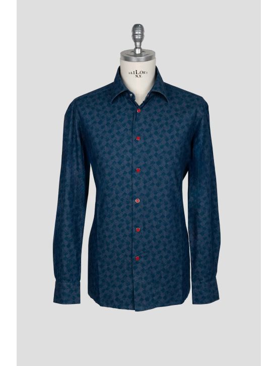 Kiton Blue Green Cotton Shirt 1