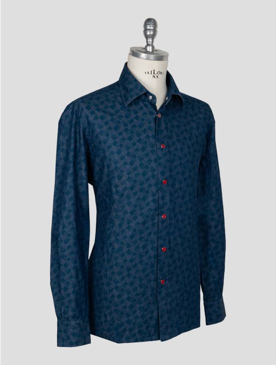 Kiton Blue Green Cotton Shirt 2