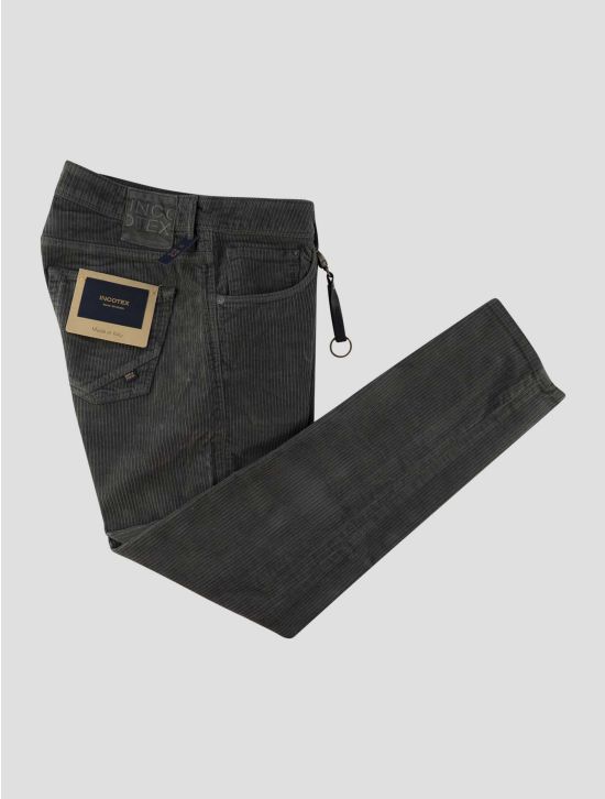 Incotex Gray Green Cotton Ea Velvet Jeans 1