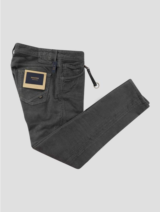 Incotex Green Gray Cotton Ea Velvet Jeans 1
