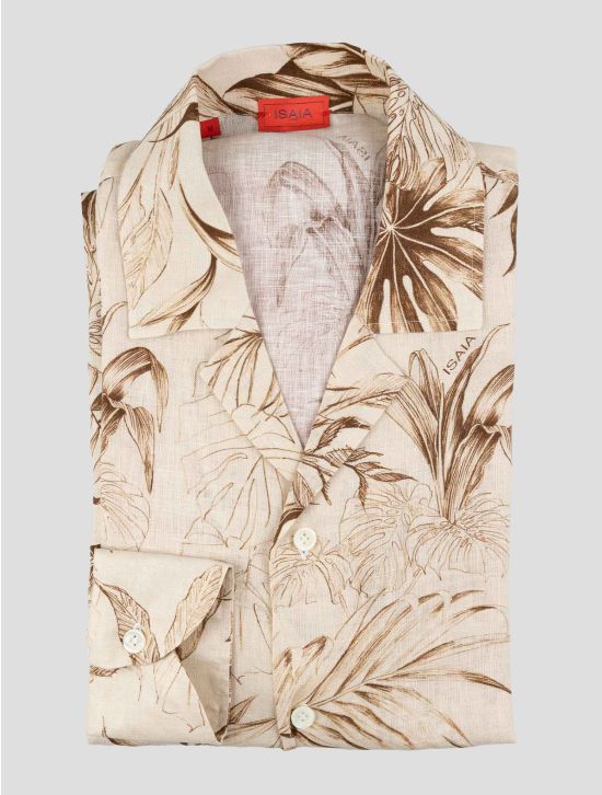Isaia Brown Linen Shirt 1