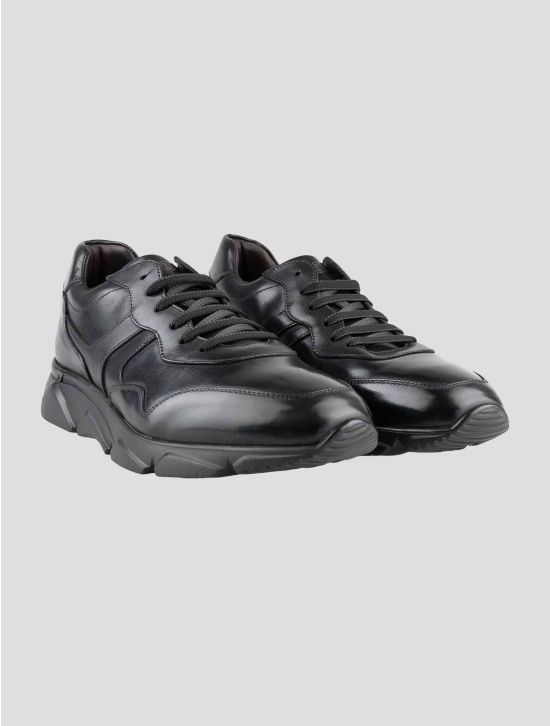 Peluso 1907 Black Leather Sneakers 1