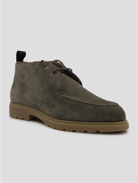 Kiton Taupe Leather Shearling Boots 2