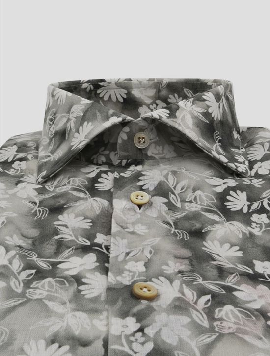 Kiton Gray White Linen Shirt 2