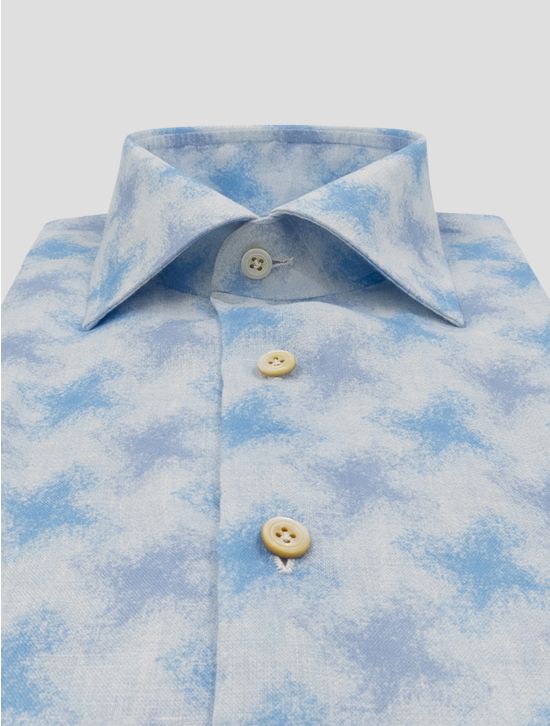 Kiton Light Blue White Linen Shirt 2