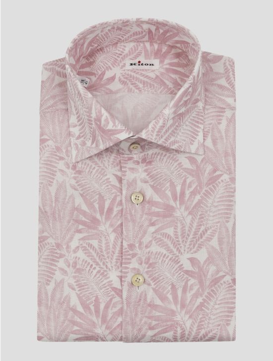 Kiton Pink White Linen Shirt 1