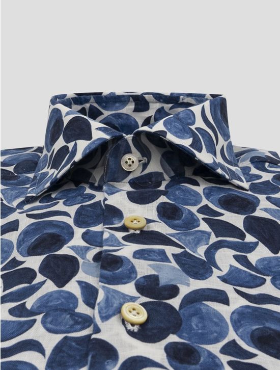 Kiton Blue White Linen Shirt 2
