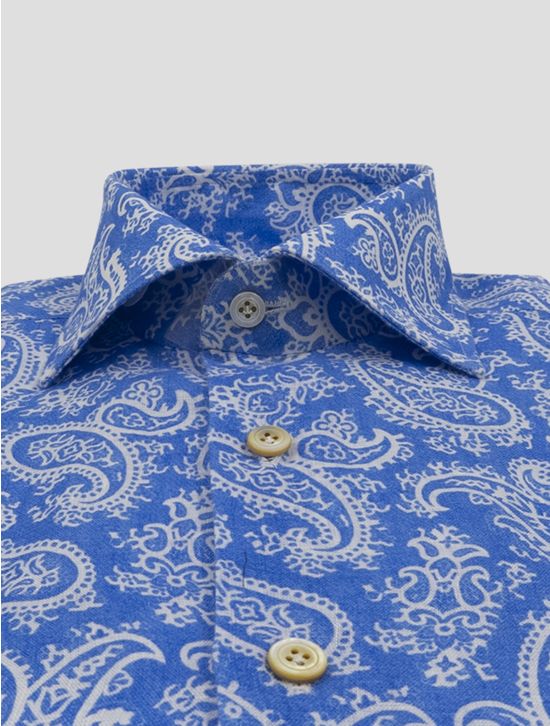Kiton Light Blue White Linen Shirt 2