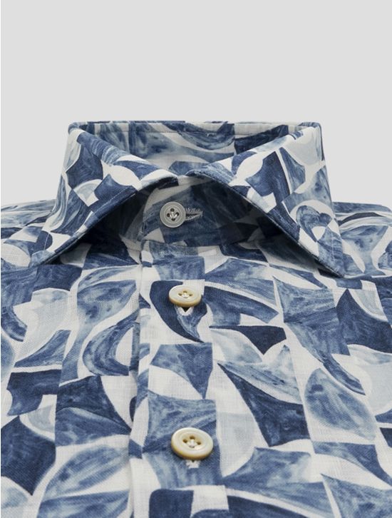 Kiton Blue White Linen Shirt 2