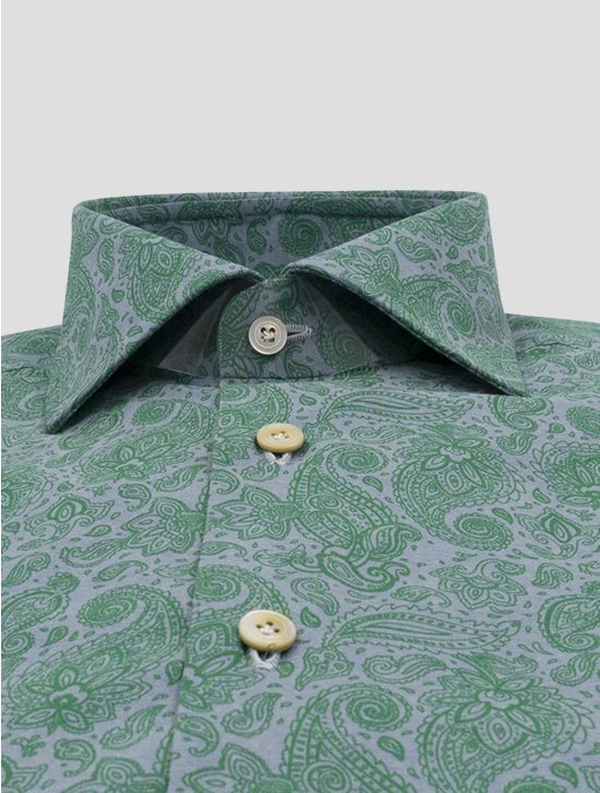 Kiton Gray Green Cotton Shirt 2
