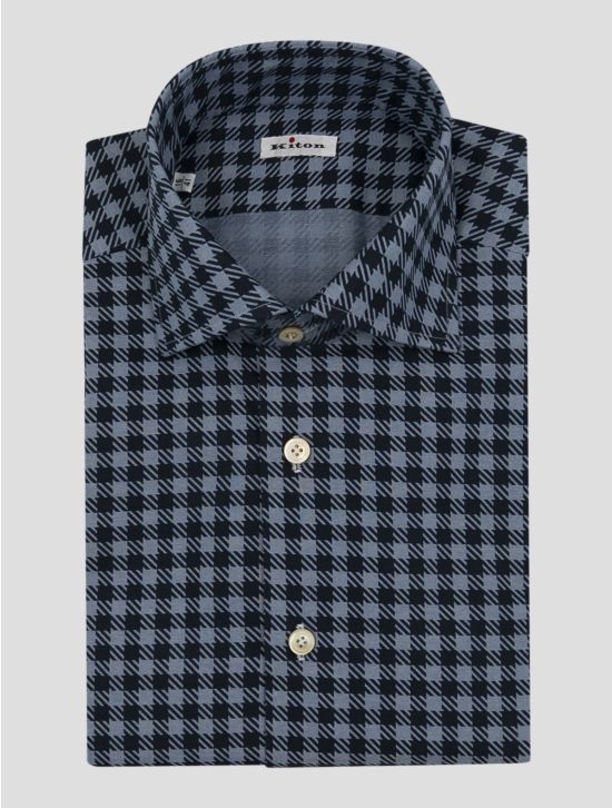Kiton Blue Dark Blue Linen Shirt 1