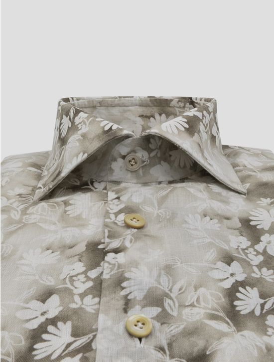 Kiton Beige White Linen Shirt 2