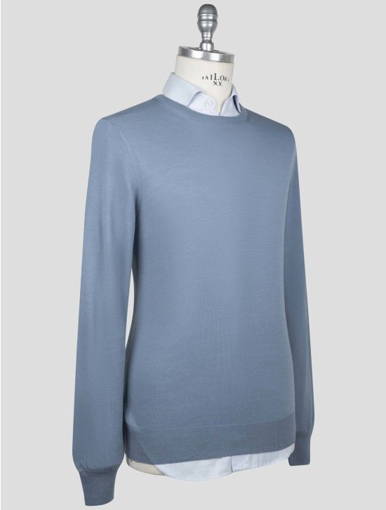 Gran Sasso Gran Sasso Light Blue Virgin Wool Sweater Crewneck Light Blue 001