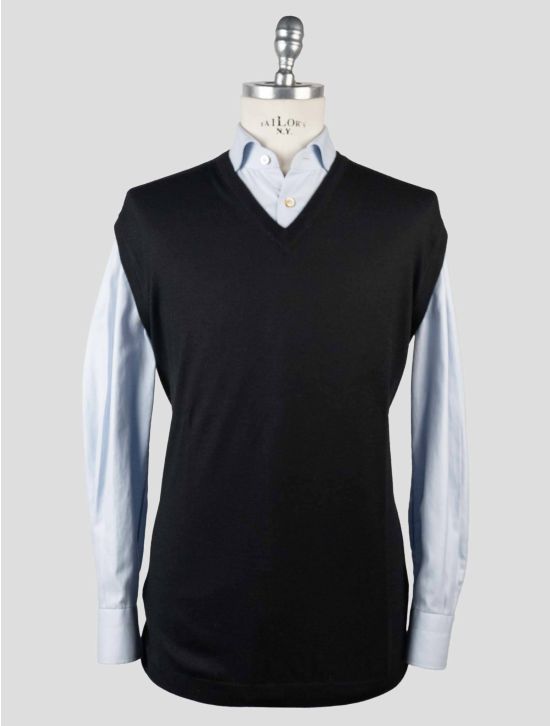 Gran Sasso Gran Sasso Black Virgin Wool Sweater V-Neck Black 000