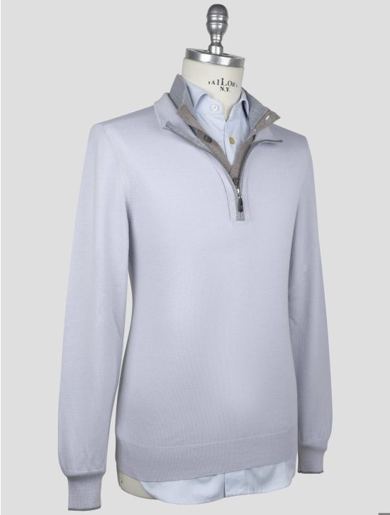 Gran Sasso Gran Sasso Gray Virgin Wool Sweater Half Zip Gray 001