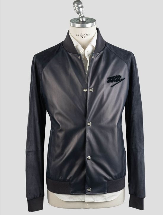 Zilli Zilli Blue Leather Leather Suede Coat Blue 000