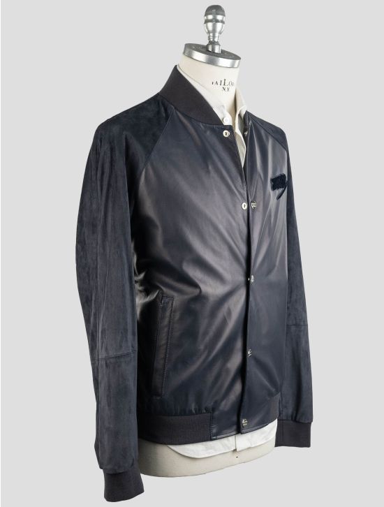 Zilli Zilli Blue Leather Leather Suede Coat Blue 001