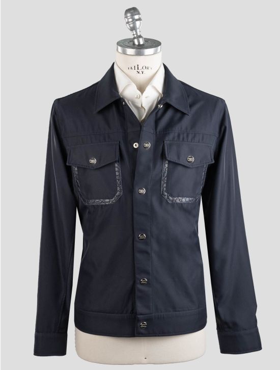 Zilli Zilli Blue Leather Crocodile Silk Coat Blue 000