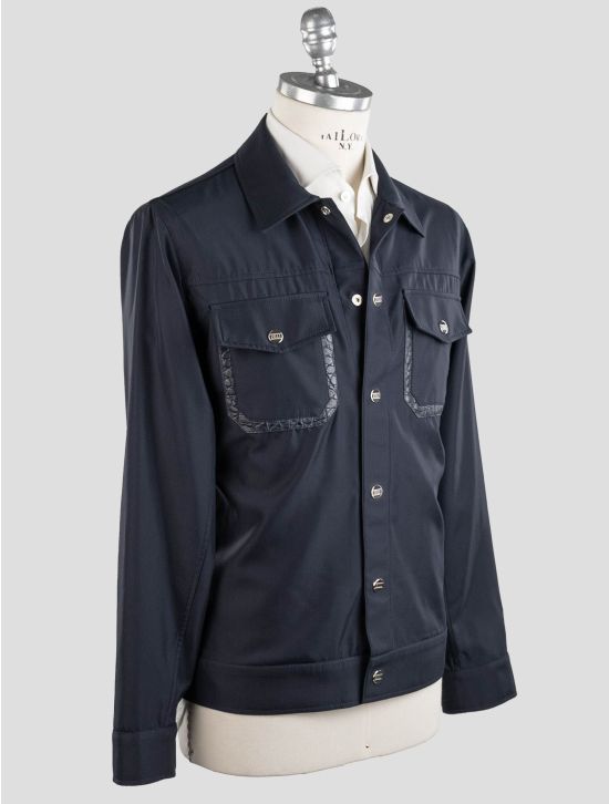 Zilli Zilli Blue Leather Crocodile Silk Coat Blue 001