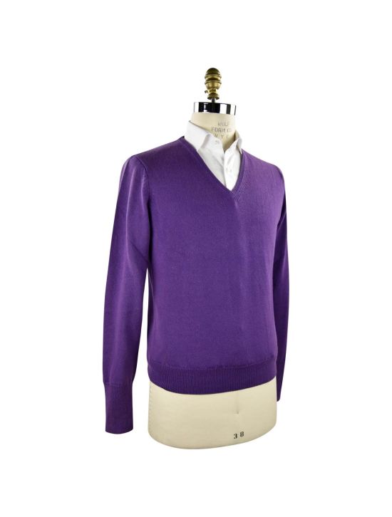 Barba Napoli BARBA NAPOLI Violet Virgin Wool V-neck Sweater Violet 001