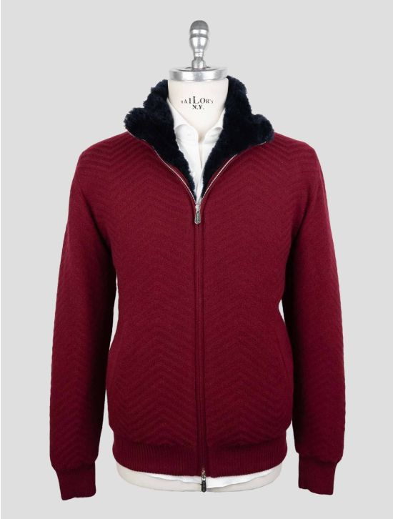 Svevo Burgundy Cashmere Fur Sweater Coat