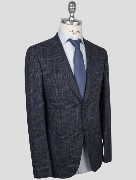 Isaia Isaia Blue Wool Silk Linen Suit Blue 001
