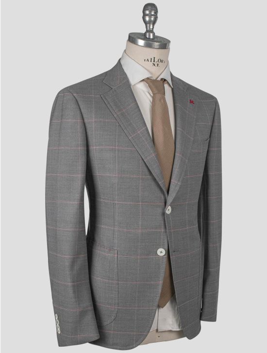 Isaia Isaia Gray Pink Wool Pa Ea Suit Gray / Pink 001