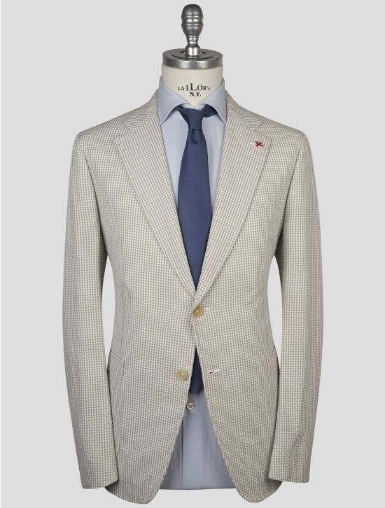 Isaia Isaia Beige White Cotton Blazer Beige / White 000