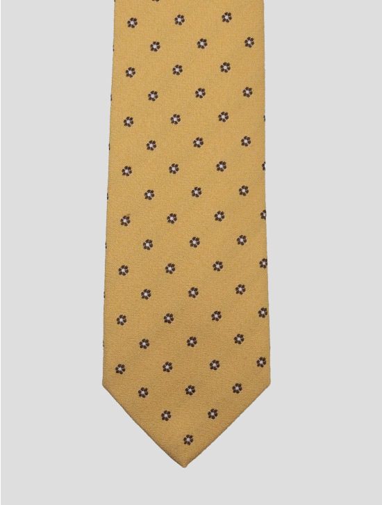 Luigi Borrelli Luigi Borrelli Yellow Brown Silk Tie yellow / brown 001