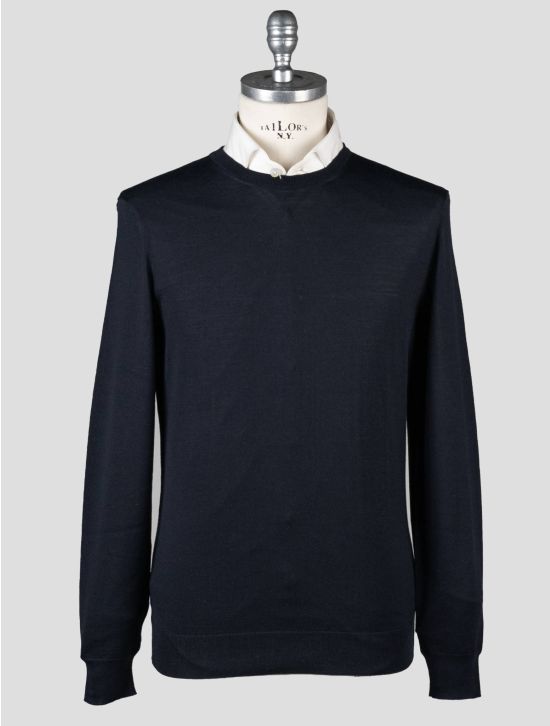Drumohr Drumohr Blue Navy Wool Merinos 140's Sweater Crewneck Blue Navy 000