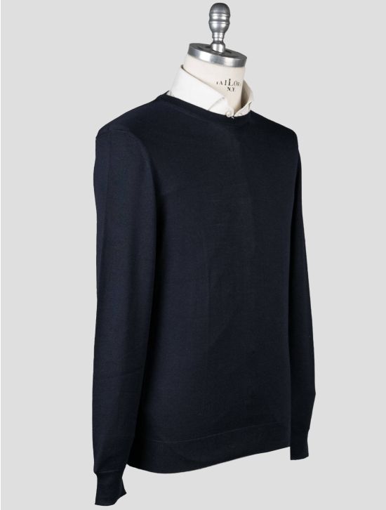 Drumohr Drumohr Blue Navy Wool Merinos 140's Sweater Crewneck Blue Navy 001