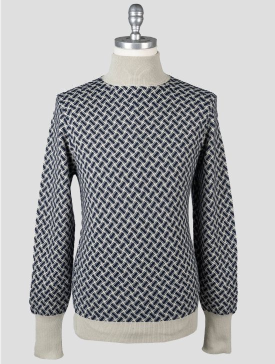 Drumohr Drumohr Blue Beige Cashmere Sweater Turtleneck Blue / Beige 000