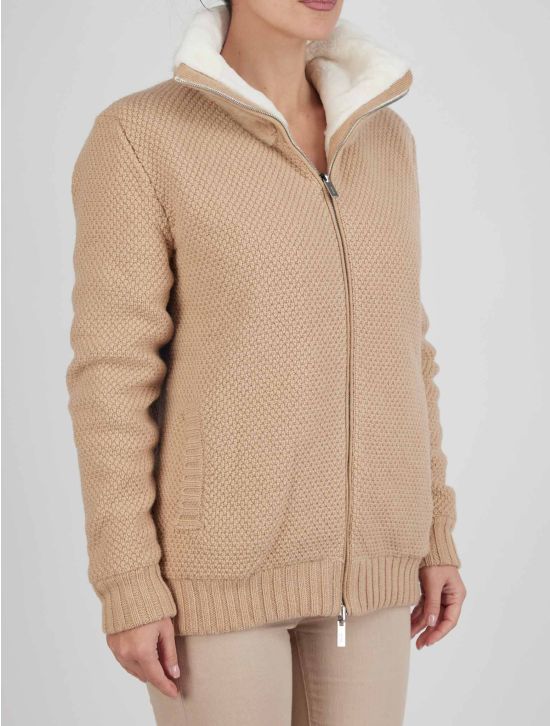 Kiton Kiton Beige Cashmere Mustela Sweater Full Zip Beige 001