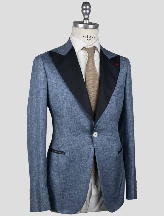 Isaia Isaia Light Blue Silk Smoking Blazer Light Blue 001