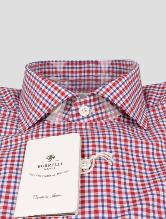 Luigi Borrelli Luigi Borrelli Red Blue Cotton Shirt Red / Blue 001