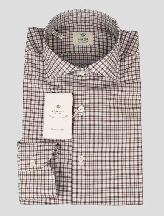 Luigi Borrelli Luigi Borrelli Brown White Cotton Shirt Brown / White 000