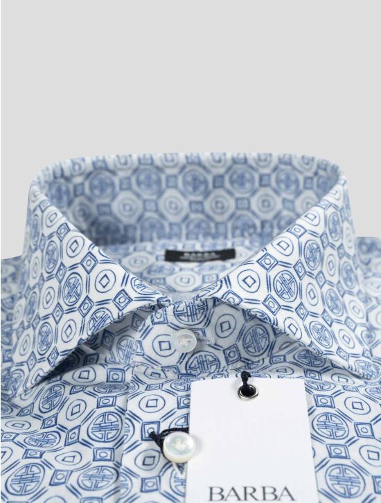 Barba Napoli Barba Napoli Blue White Linen Cotton Shirt Blue / White 001