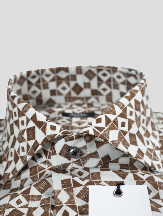 Barba Napoli Barba Napoli Brown White Lyocell Cotton Shirt Brown / White 001