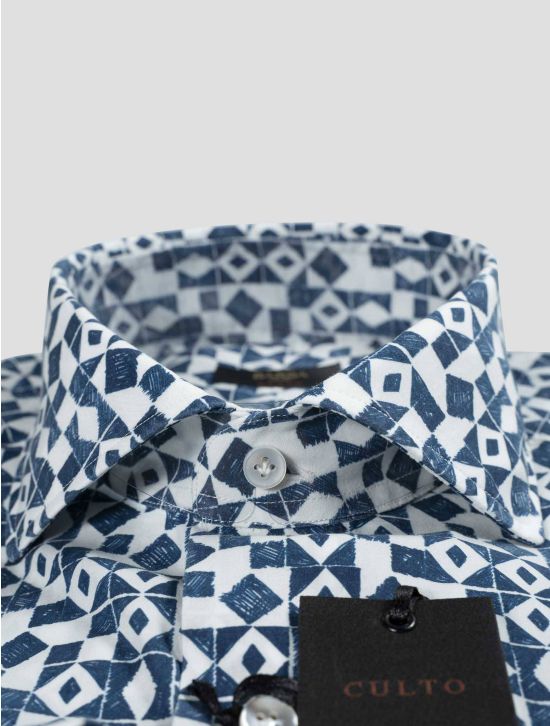 Barba Napoli Barba Napoli Blue White Lyocell Cotton Shirt Blue / White 001