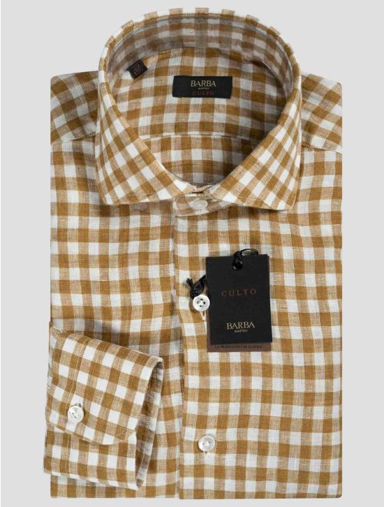 Barba Napoli Barba Napoli Yellow White Linen Shirt Yellow / White 000