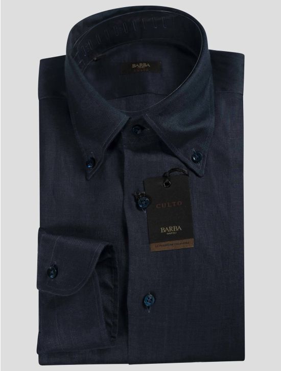 Barba Napoli Barba Napoli Blue Linen Shirt Blue 000