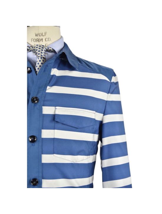 Kiton KITON Blue White Silk Coat Blue/White 001
