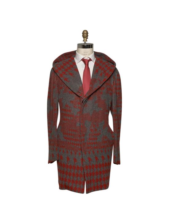 KNT KNT Kiton Gray Red Cashmere Pa Overcoat Gray/Red 000
