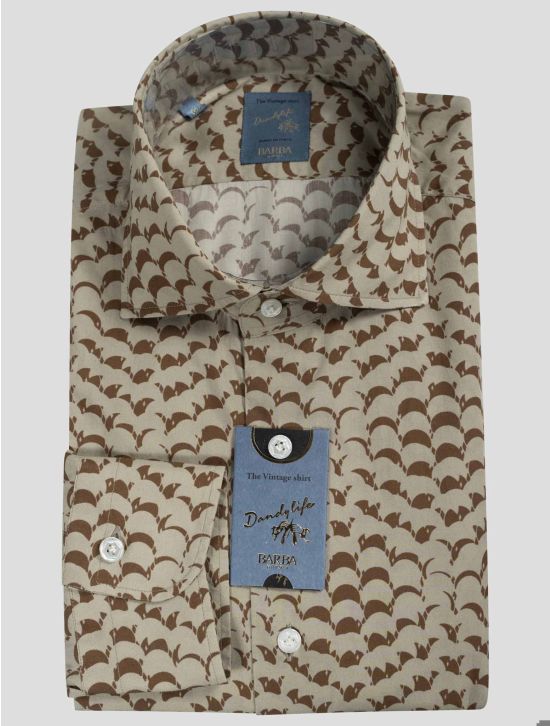 Barba Napoli Barba Napoli Beige Brown Lyocell Cotton Shirt Beige / Brown 000
